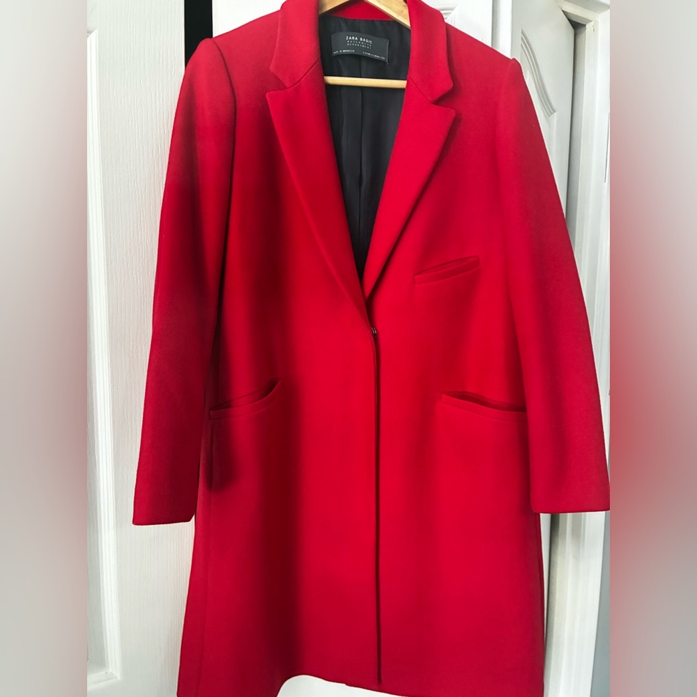 Zara red wool coat